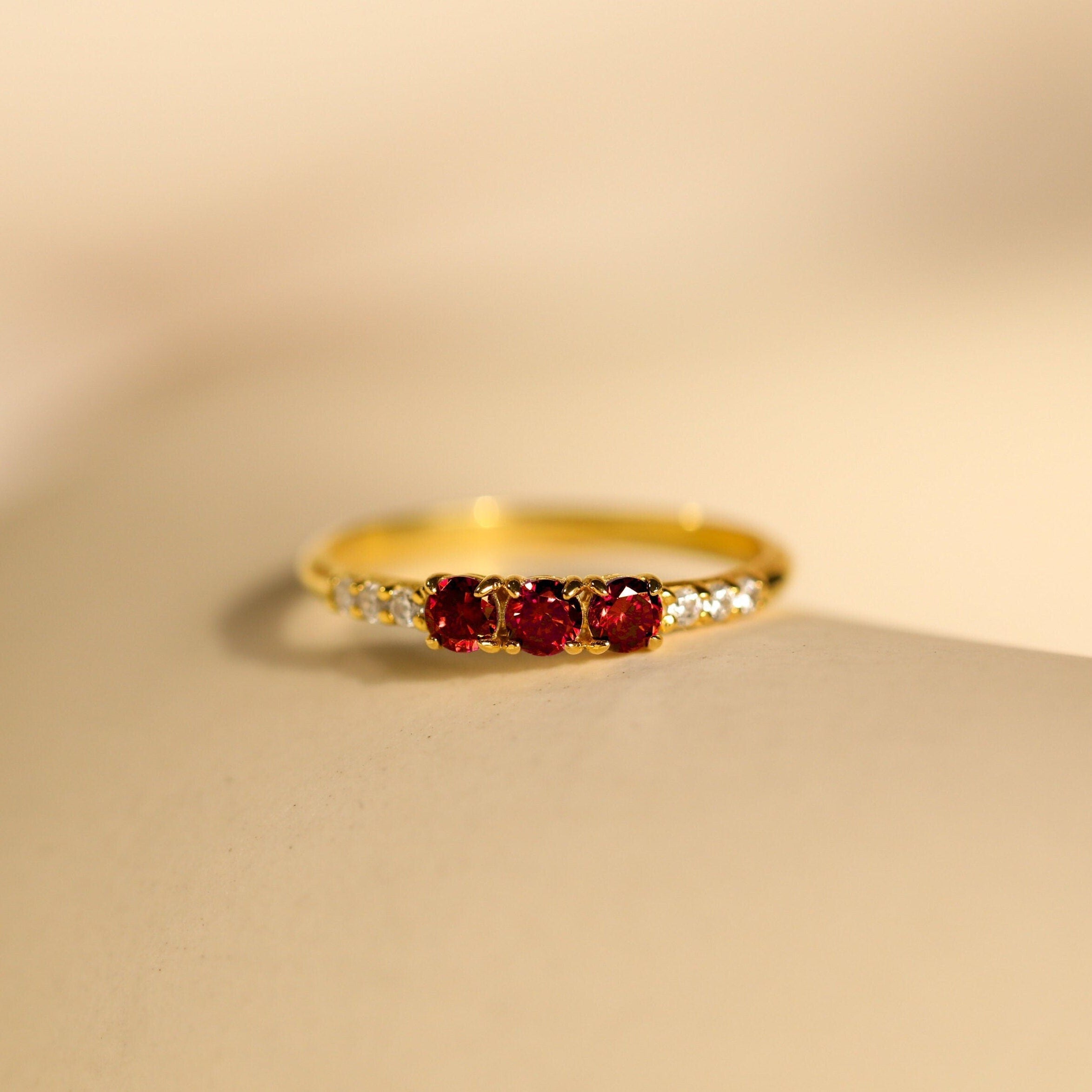 Eternal Splendor: The Pave Triple Birthstone Eternity Ring